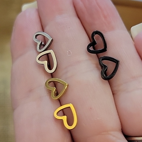 Abstract Heart Stud Earrings, choice of color - Picture 2 of 5